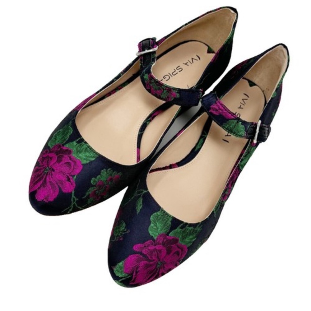 Via Spiga Satin Flower Alana Made in Italy Leather Pumps 9.5M - Picture 2 of 16